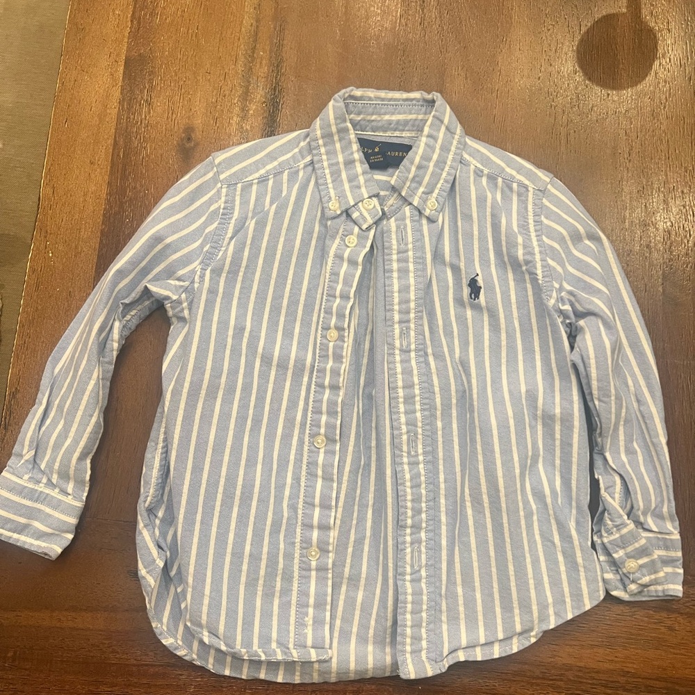 Ralph Lauren Light Blue & White Striped Button-Down Shirt